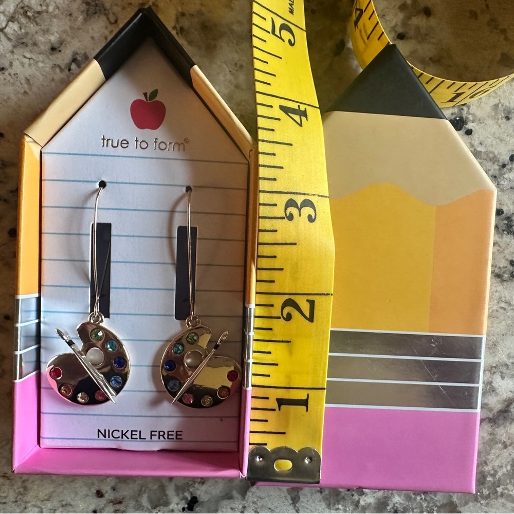 Artist Palette Earrings True to Form in Crayon Box Nickel Free  NEW. - Picture 3 of 4